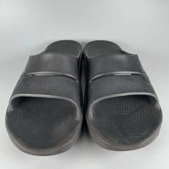 OOFOS Sport Flex Men\'s Size 12 Black Slide Slip On Recovery Sandals Casual EUC